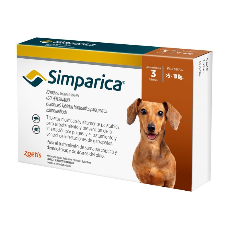 SIMPARICA 20MG 3 CDS 5-10KG