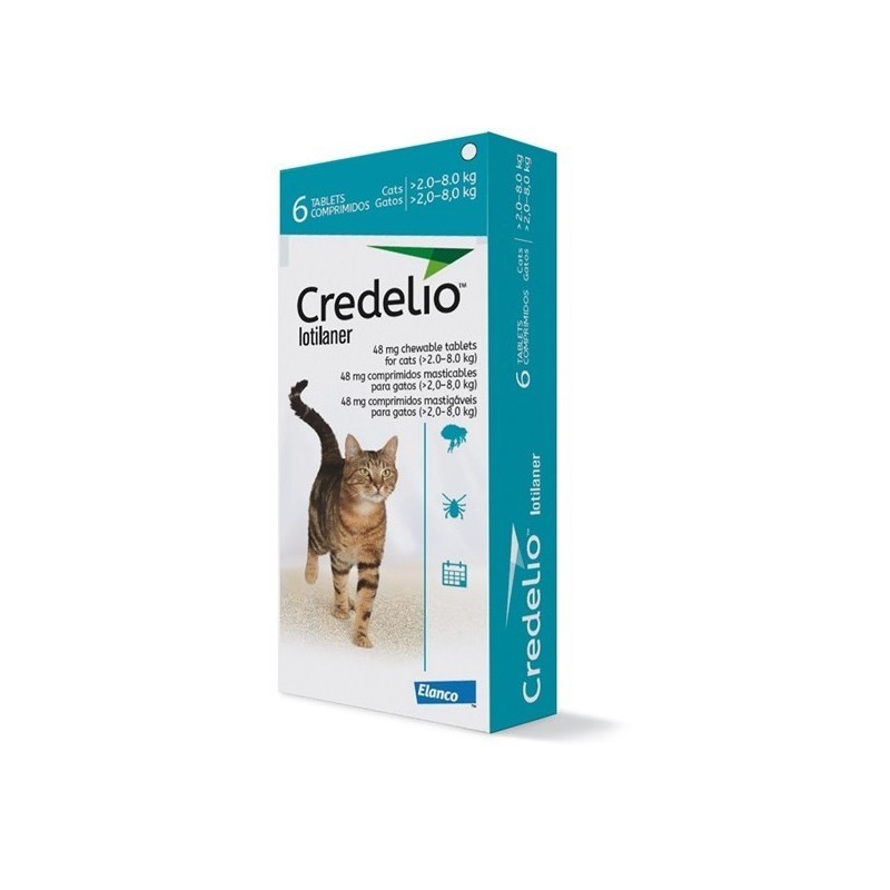 CREDELIO 48 MG GATOS 2-8 KG 6 COMP (TURQUESA)